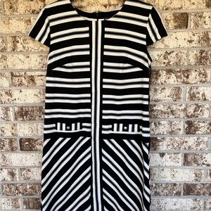 Karl Lagerfeld Monochrome Striped Midi Dress